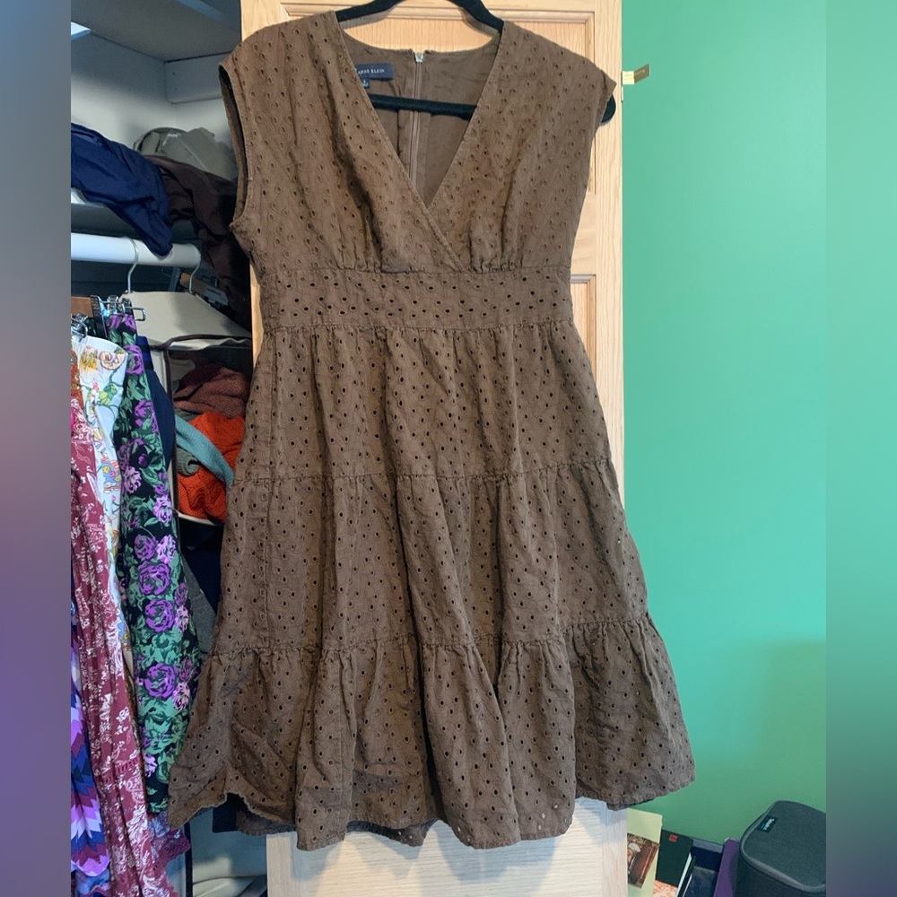 Anne Klein Brown Eyelet Mini Dress
